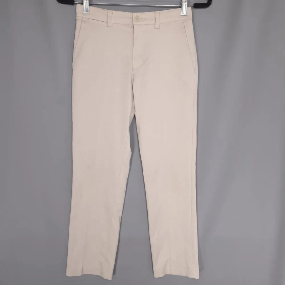 PGA TOUR Kids Boys Pants 10-12 Golf Beige Flats Front‎ Stretch Chino Casual